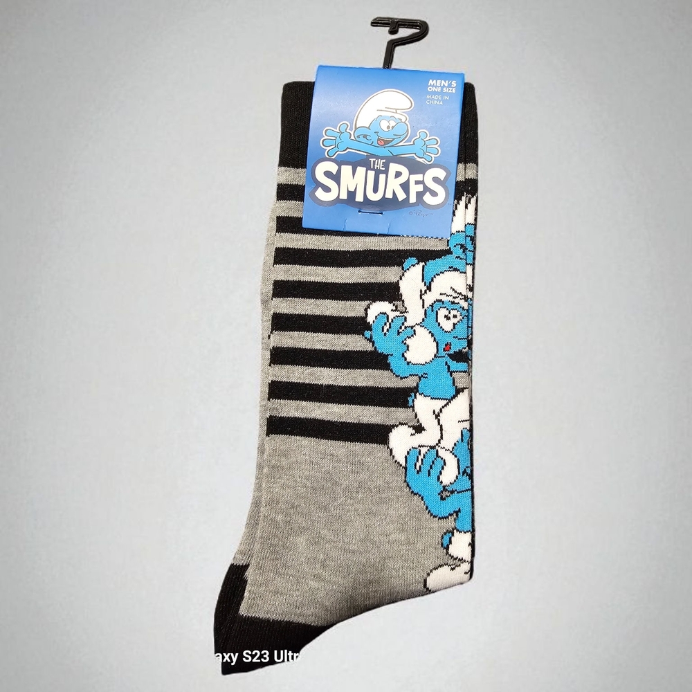 Smurfs Men's Blue and Gray Casual Socks